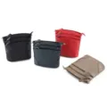 Genuine leather multi-pocket crossbody shoulder bag detail showcasing multiple colors. - Brown