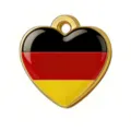 Colgante de corazón con bandera de Alemania de acero, abalorio epoxi brillante para joyas DIY. - Dorado-Alemania