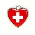 Colgante de corazón de acero inoxidable dije cruz roja para joyería de bricolaje y llavero. - Acero-Suiza