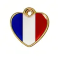 Colgante de corazón de acero inoxidable abalorio bandera francesa para joyería DIY llavero - Dorado-Francia