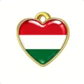 Colgante de corazón con bandera de Hungría de acero inoxidable dije de joyería DIY. - Dorado-Hungría