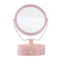 Espejo de maquillaje de escritorio rosa con caja de almacenamiento, espejo de vanidad lindo mesa. - Estilo Redondo / Rosa