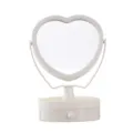 Espejo de maquillaje de escritorio en forma de corazón blanco con cajón para la habitación. - Estilo Corazón / Blanco Roto