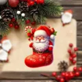 Christmas acrylic hanging ornament featuring a festive Santa Claus stocking design for holiday decor. - 8cm / Style 1