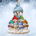 Acrylic family snowman Christmas tree ornament, custom holiday hanging decoration for home tree. - 8cm / Style 6