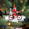 2D Acrylique Dessin Animé Père Noël et Chien Vélo Suspendu Décoration Arbre de Noël - Style 2