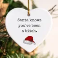 Christmas funny heart shaped ornament white acrylic hanging decoration for holiday tree decor - Style 3
