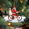 Décoration de Noël en acrylique, Père Noël et chiot à vélo suspension de sapin. - Style 4