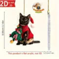 Flat acrylic black cat Christmas tree hanging ornament holiday home decor pendant - 8cm / Style 4