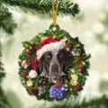 Christmas acrylic wreath pendant featuring a cute dog in Santa hat, festive holiday decor. - Style 2