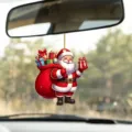 Christmas Santa Claus Acrylic Car Hanging Ornament Rearview Mirror Interior Decor Gift - 8cm / Style 5