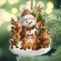 Personalized acrylic Christmas tree ornament with cute snowman and reindeers 2025 design - 8cm / Style 4