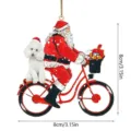 Vue détaillée de l'ornement de suspension de vélo de père Noël en acrylique plat. - Style 5