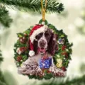 Christmas acrylic flat wreath hanging ornament with a cute puppy for festive home decor. - Style 3