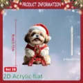 Detail shot of a 2D acrylic Christmas dog ornament, showing size and flat design clearly. - 8cm / Style 7