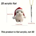 Detail view of the 2D flat acrylic Christmas bunny pendant showing thickness and dimensions. - 8cm / Style 8