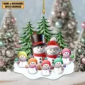 Personalized acrylic snowman family Christmas hanging ornament for holiday tree decor - 8cm / Style 1
