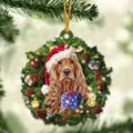 Christmas cute cocker spaniel dog acrylic flat wreath hanging ornament holiday home decor gift - Style 11