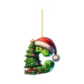 Detailed view of the 2D acrylic letter C Christmas tree hanging ornament for party. - Letter C