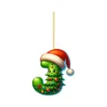 Letter J Christmas tree hanging ornament acrylic 2D cute holiday party decoration gift item. - Letter J
