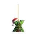 Closeup detail of the letter X Christmas tree hanging ornament with cute holiday decorations. - Letter X