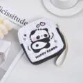 Cute cartoon panda print square coin purse portable zipper wrist strap makeup storage pouch bag - Upgrade Version / Butt Panda