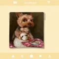 Mini squeeze top coin purse storage bag with cute oil painting dog print for daily small items use. - S / Dining Dog