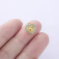 Colgante de corazón de acero inoxidable con cristales azul claro accesorio DIY. - Strass Azul (Estilo 1) / Dorado