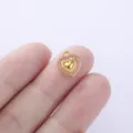 Colgante de corazón bañado en oro con pedrería rosa, abalorio para joyería DIY. - Strass Rosa (Estilo 2) / Dorado
