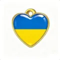 Colgante de Corazón de Acero Inoxidable DIY Bandera Abalorio Joyería Pulsera Llavero - Dorado-Ucrania
