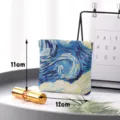 Mini portable spring-clip cosmetic storage pouch, starry night art pattern pocket organizer bag. - 11*12cm / Small Size - Van Gogh Starry Night