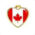 Colgante de corazón de acero inoxidable con bandera de Canadá, ideal para joyas y llaveros DIY. - Dorado-Canadá