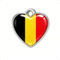 Colgante de corazón de acero inoxidable con bandera de Bélgica, ideal para joyas y llaveros de bricolaje. - Acero-Bélgica