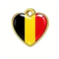 Colgante de corazón con bandera de Bélgica borde dorado dije de metal para pulsera DIY - Dorado-Bélgica