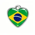 Colgante de corazón de acero inoxidable con bandera de Brasil, ideal para joyería DIY y llaveros. - Acero-Brasil