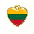 Colgante de corazón acero inoxidable abalorio bandera Lituania joyas DIY pulsera llavero - Dorado-Lituania