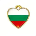 Colgante corazón bandera Bulgaria dije metal dorado accesorios joyería DIY llavero - Dorado-Bulgaria