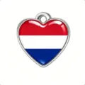 Colgante corazón bandera de Países Bajos de acero inoxidable abalorio joyería DIY - Acero-Países Bajos
