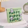 Cute Green Puppy Print Squeeze Pouch Portable Mini Cosmetic Makeup Lipstick Storage Bag - S / Lettering Puppy / 12x11cm