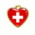 Colgante de corazon de acero inoxidable cruz rojo blanco abalorio joyeria llavero - Dorado-Suiza