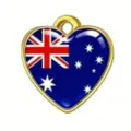 Colgante Corazón Bandera Australiana Acero Inoxidable DIY Joyas Pulsera Llavero Accesorios - Dorado-Australia