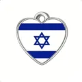 Colgante de corazon de acero inoxidable con bandera de Israel para joyeria DIY llaveros - Acero-Israel