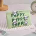 Leuke groene puppy print knijp tas draagbare make-up tas lippenstift opslag tas - M / Puppy met Letters / 12x11cm