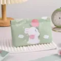 Draagbare groene schattige konijn print veer sluiting cosmetische tas en lippenstift tasje. - M / Groene Basis Konijn / 12x11cm