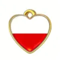Colgante de corazon con bandera de acero inoxidable para joyeria DIY pulsera y llavero. - Dorado-Polonia