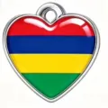 Colgante de corazón de acero inoxidable con diseño de bandera nacional de Mauricio para joyas. - Acero-Mauricio