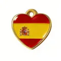 Colgante de corazón de acero inoxidable chapado en oro con bandera de España para DIY. - Dorado-España