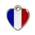 Colgante de corazón con bandera de Francia de acero inoxidable para joyas y llaveros. - Acero-Francia