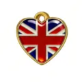 Colgante de corazón con bandera de Reino Unido abalorio de metal DIY para pulsera llavero - Dorado-Reino Unido