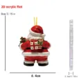Detailed view of 2D acrylic Santa Claus Christmas ornament with dimensions and thickness. - 8cm / Style 3